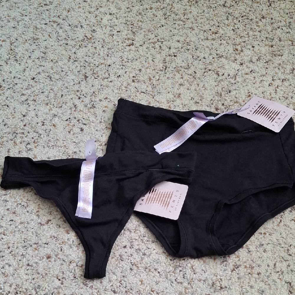 Savage x Fenty Cotton Essentials Thong Panty and Shortie Panty size S NWT